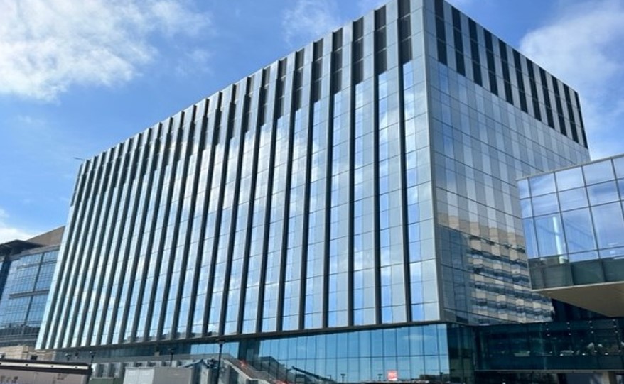 reflective windowed multi-story building